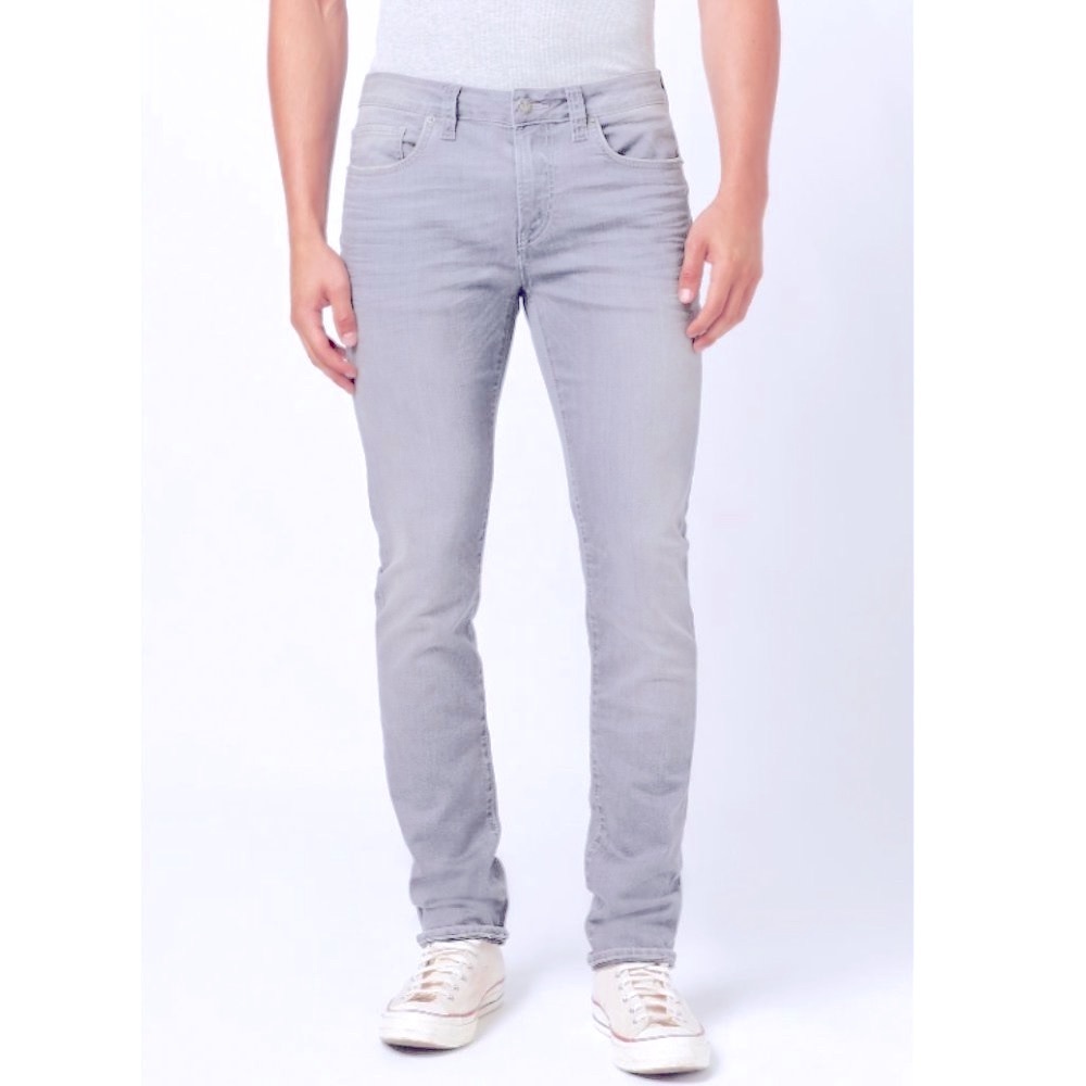 Light Gray Mens Slim Straight Stretch Jeans